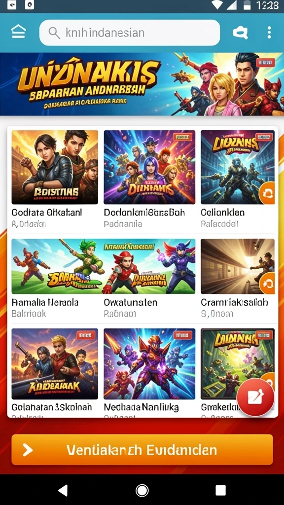 Tampilan dunia fantasi yang menarik dan penuh warna.
